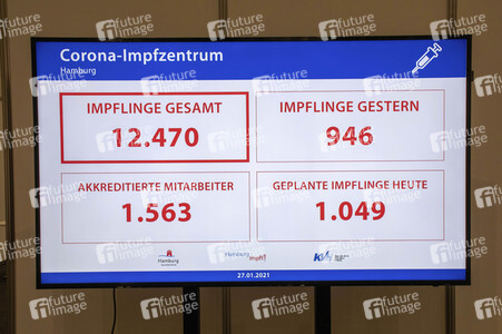 Corona-Impfzentrum in den Messehallen Hamburg