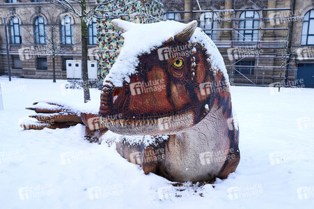 Verschneite Dinosaurier in Hannover