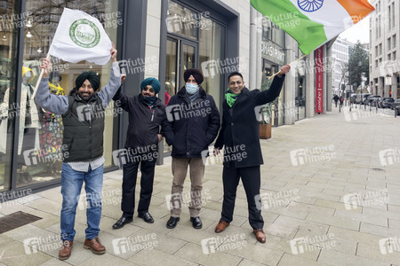 Protest der Bhangu Brothers gegen indische Agrarreform in Hamburg