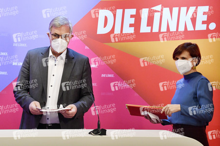 Pressekonferenz zum Wahlprogramm der Partei Die Linke in Berlin