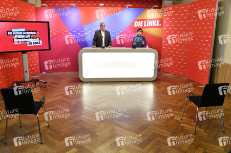 Pressekonferenz zum Wahlprogramm der Partei Die Linke in Berlin