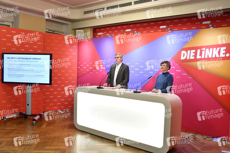 Pressekonferenz zum Wahlprogramm der Partei Die Linke in Berlin