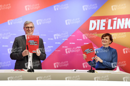 Pressekonferenz zum Wahlprogramm der Partei Die Linke in Berlin