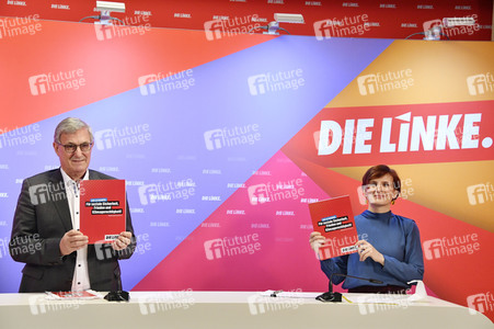 Pressekonferenz zum Wahlprogramm der Partei Die Linke in Berlin