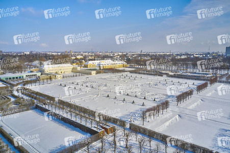 Luftbild der Herrenhäuser Gärten in Hannover