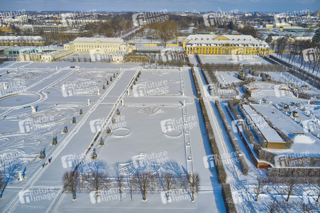 Luftbild der Herrenhäuser Gärten in Hannover