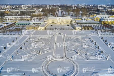 Luftbild der Herrenhäuser Gärten in Hannover