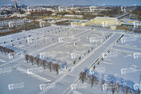 Luftbild der Herrenhäuser Gärten in Hannover