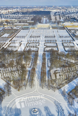 Luftbild der Herrenhäuser Gärten in Hannover