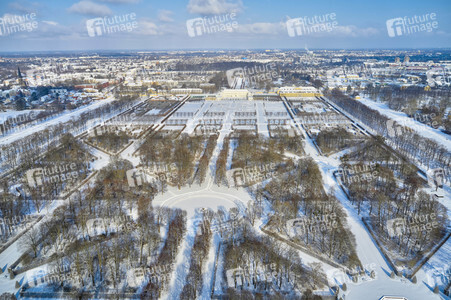 Luftbild der Herrenhäuser Gärten in Hannover