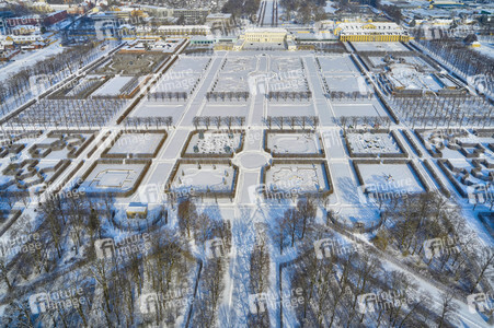 Luftbild der Herrenhäuser Gärten in Hannover
