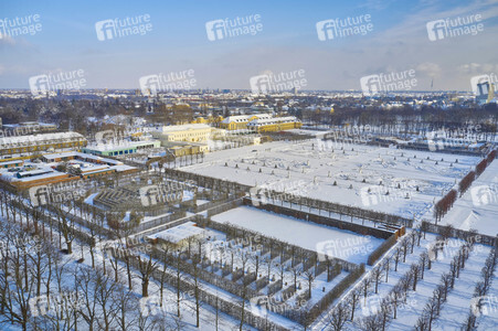 Luftbild der Herrenhäuser Gärten in Hannover