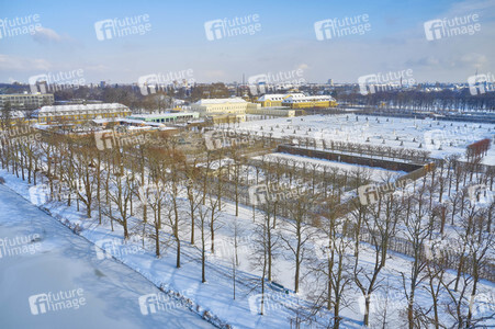 Luftbild der Herrenhäuser Gärten in Hannover