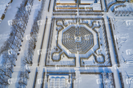 Luftbild der Herrenhäuser Gärten in Hannover