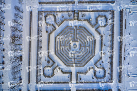 Luftbild der Herrenhäuser Gärten in Hannover