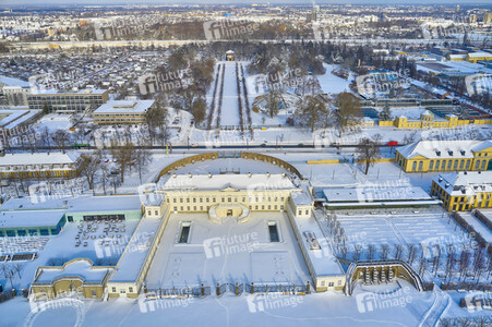 Luftbild der Herrenhäuser Gärten in Hannover
