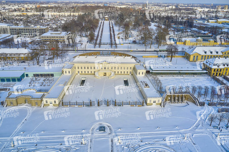 Luftbild der Herrenhäuser Gärten in Hannover
