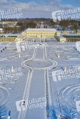 Luftbild der Herrenhäuser Gärten in Hannover
