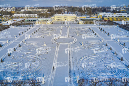 Luftbild der Herrenhäuser Gärten in Hannover