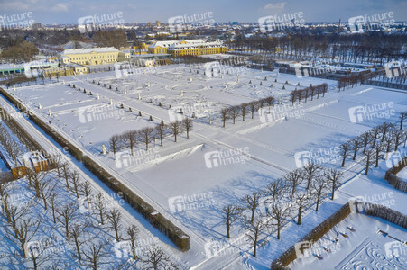 Luftbild der Herrenhäuser Gärten in Hannover
