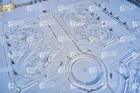 Luftbild der Herrenhäuser Gärten in Hannover