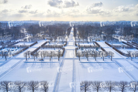 Luftbild der Herrenhäuser Gärten in Hannover