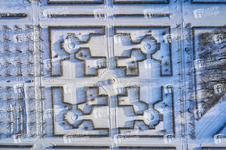 Luftbild der Herrenhäuser Gärten in Hannover