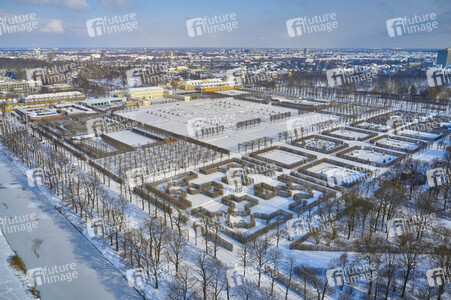 Luftbild der Herrenhäuser Gärten in Hannover