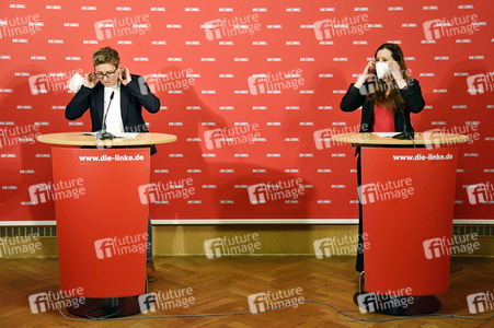 Pressekonferenz mit den neuen Vorsitzenden der Partei Die Linke in Berlin