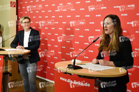 Pressekonferenz mit den neuen Vorsitzenden der Partei Die Linke in Berlin