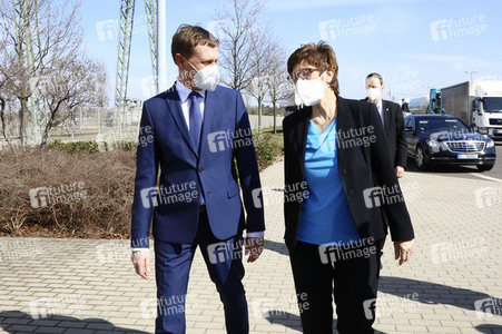 Pressetermin mit Annegret Kramp-Karrenbauer und Michael Kretschmer in Boxberg