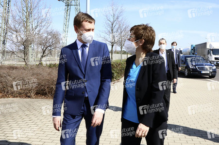 Pressetermin mit Annegret Kramp-Karrenbauer und Michael Kretschmer in Boxberg