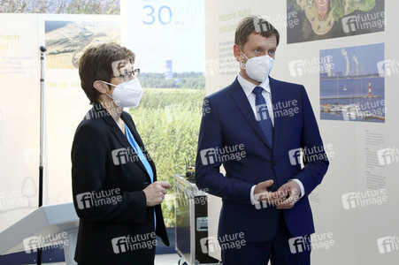 Pressetermin mit Annegret Kramp-Karrenbauer und Michael Kretschmer in Boxberg