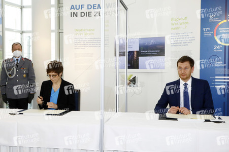 Pressetermin mit Annegret Kramp-Karrenbauer und Michael Kretschmer in Boxberg