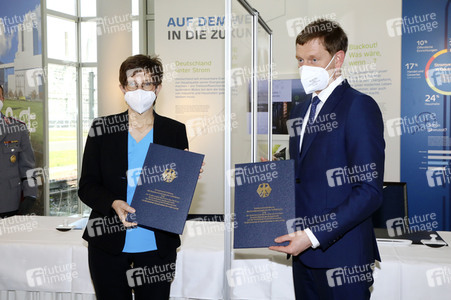 Pressetermin mit Annegret Kramp-Karrenbauer und Michael Kretschmer in Boxberg