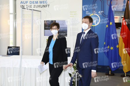 Pressetermin mit Annegret Kramp-Karrenbauer und Michael Kretschmer in Boxberg