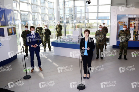 Pressetermin mit Annegret Kramp-Karrenbauer und Michael Kretschmer in Boxberg