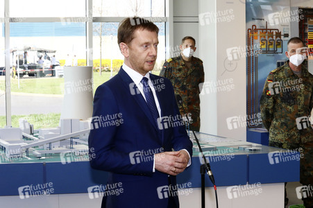 Pressetermin mit Annegret Kramp-Karrenbauer und Michael Kretschmer in Boxberg