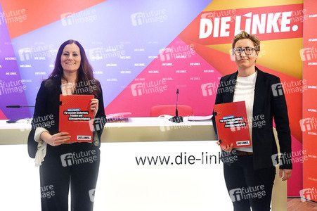 Pressekonferenz zur Wahlprogrammvorstellung der Partei Die Linke in Berlin