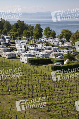 Vollbesetzter Campingplatz in Hagnau am Bodensee