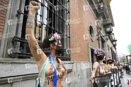 Femen Protest für die Freilassung von Juana Rivas in Madrid