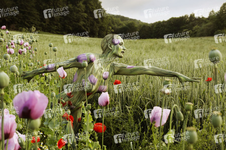 NATURE ART: Mohnfeld / Poppy Field Bodypainting