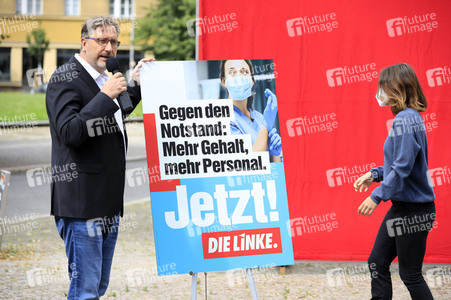 Pressetermin zur Plakatkampagne der Partei Die Linke zur Bundestagsswahl 2021 in Berlin