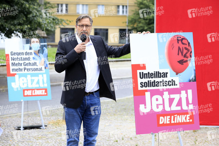 Pressetermin zur Plakatkampagne der Partei Die Linke zur Bundestagsswahl 2021 in Berlin