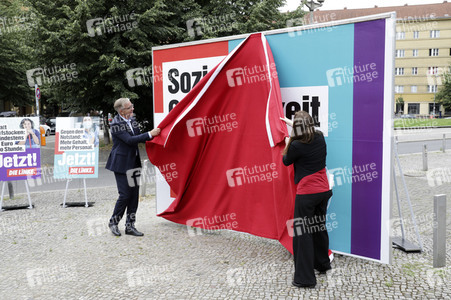 Pressetermin zur Plakatkampagne der Partei Die Linke zur Bundestagsswahl 2021 in Berlin