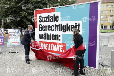 Pressetermin zur Plakatkampagne der Partei Die Linke zur Bundestagsswahl 2021 in Berlin