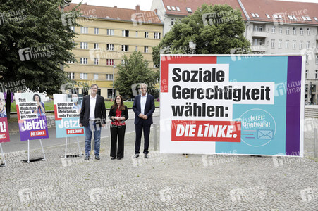Pressetermin zur Plakatkampagne der Partei Die Linke zur Bundestagsswahl 2021 in Berlin
