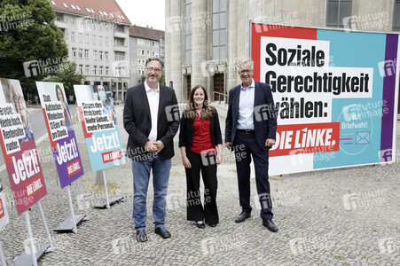 Pressetermin zur Plakatkampagne der Partei Die Linke zur Bundestagsswahl 2021 in Berlin