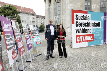 Pressetermin zur Plakatkampagne der Partei Die Linke zur Bundestagsswahl 2021 in Berlin