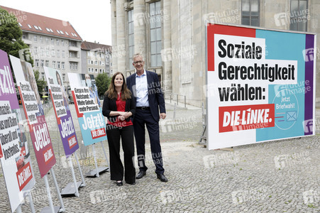 Pressetermin zur Plakatkampagne der Partei Die Linke zur Bundestagsswahl 2021 in Berlin